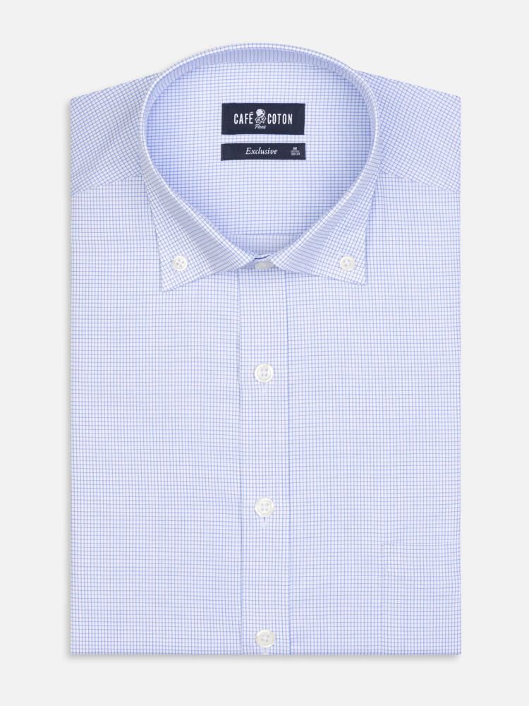 Gill shirt with sky blue checkered   - Button down collar