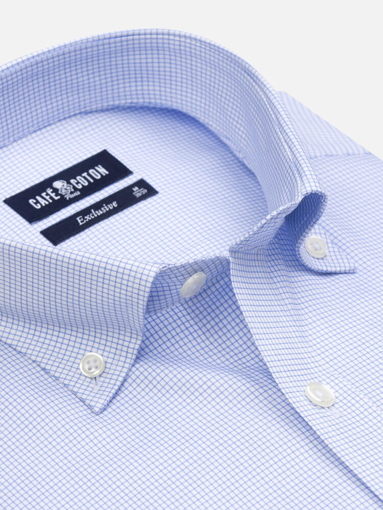 Gill shirt with sky blue checkered   - Button down collar