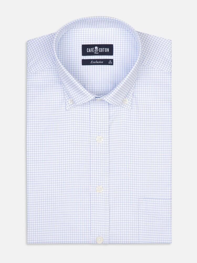 Chemise Gill à carreaux ciel - Col Boutonné