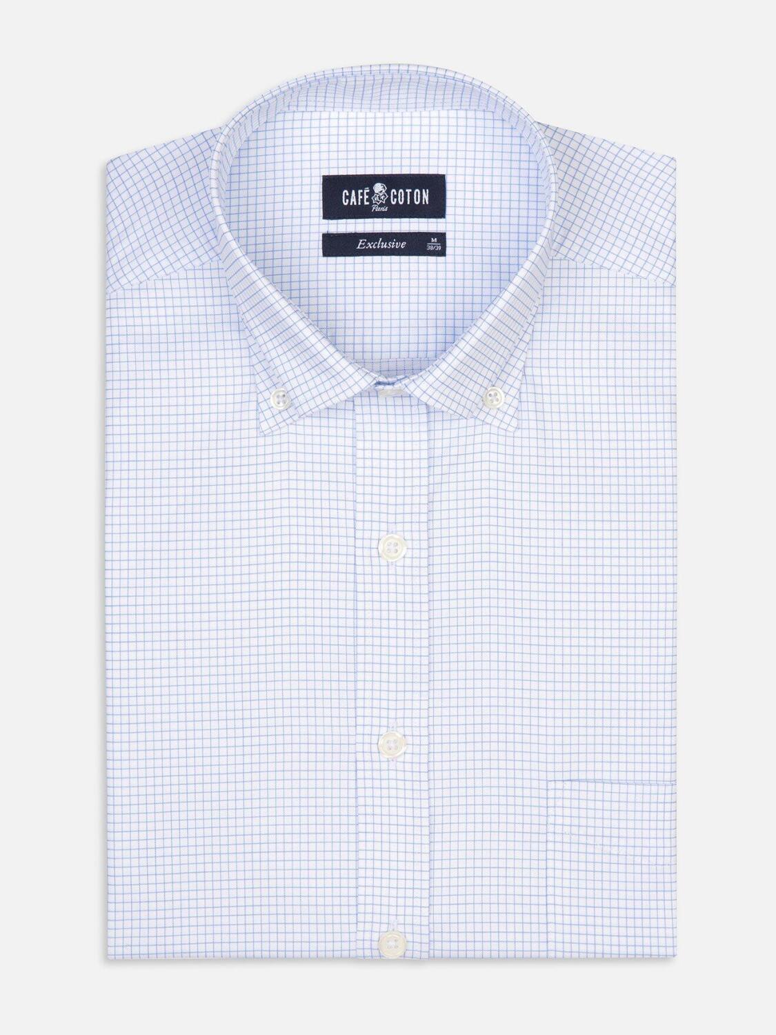 Gill sky blue checked shirt - Button-down collar