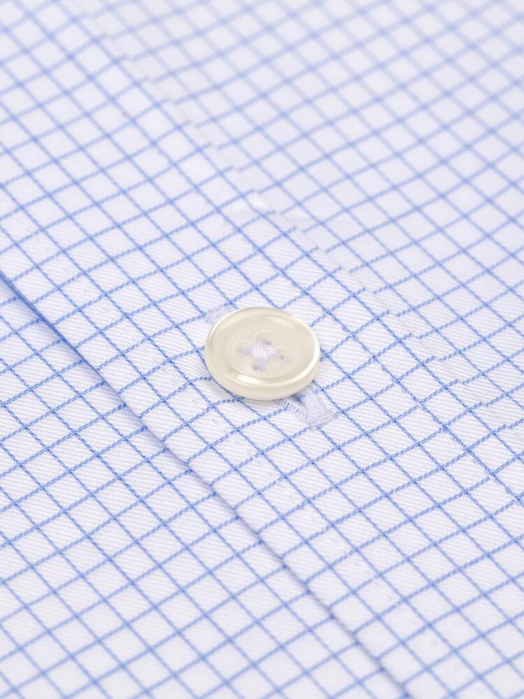 Chemise Gill à carreaux ciel - Col Boutonné
