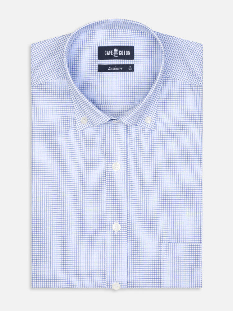 Gill Camisa de Cuadros Azul  - Cuello Abotonado