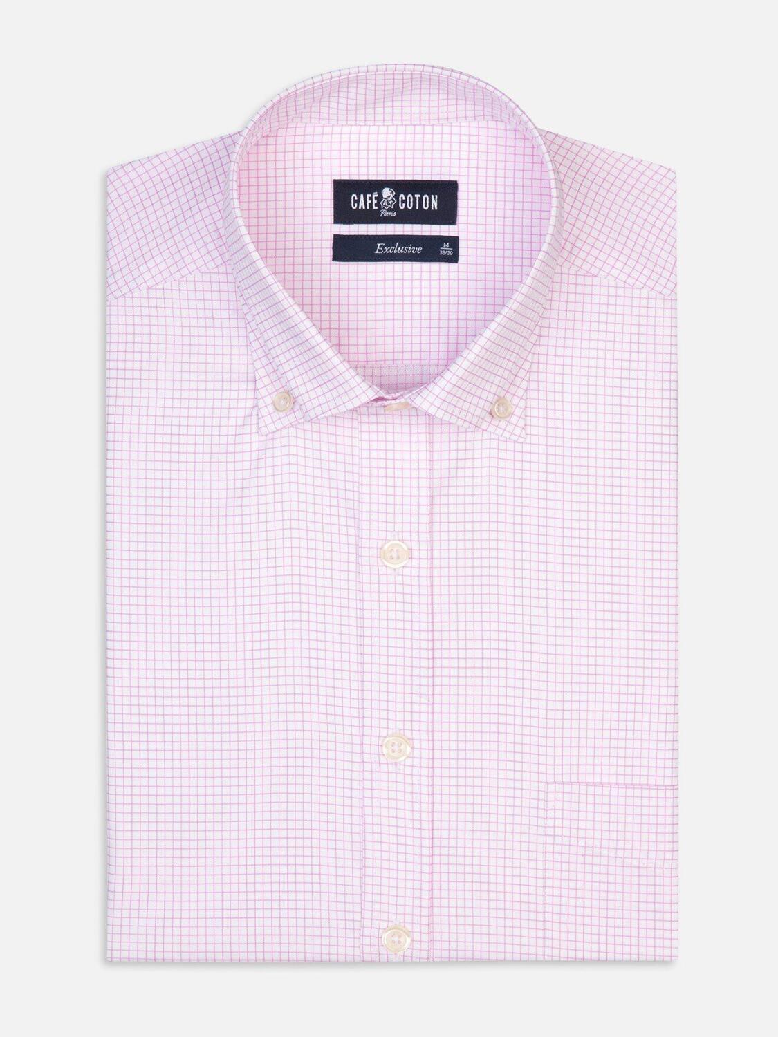 Chemise Gill &agrave; carreaux rose - Col Boutonn&eacute;