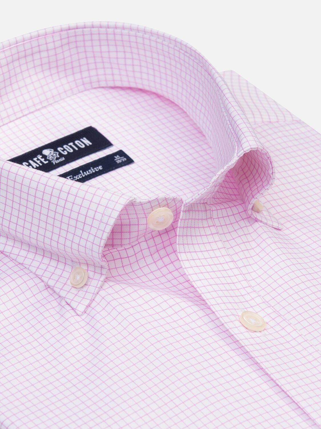 Chemise Gill &agrave; carreaux rose - Col Boutonn&eacute;