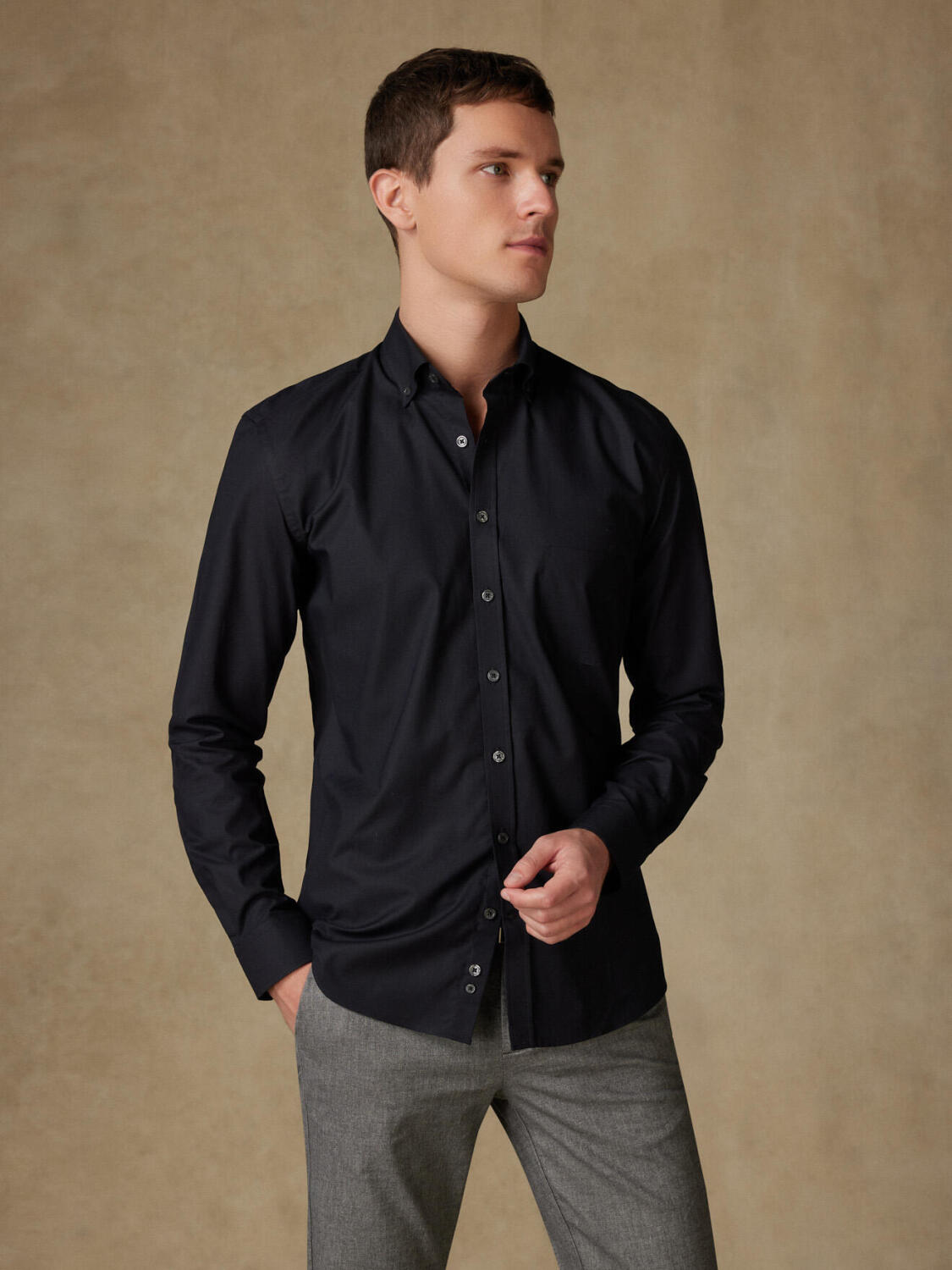 Chemise Gleeson noire - Col Boutonné