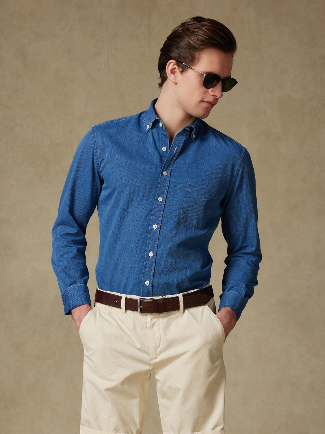 Overhemd Grab indigo - Button-down kraag
