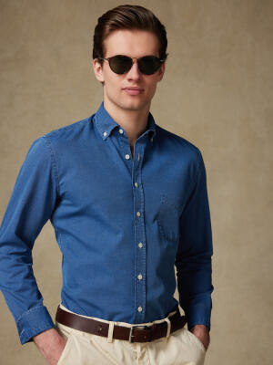 Grab shirt indigo   - Button down collar