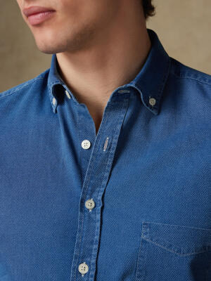 Grab shirt indigo   - Button down collar