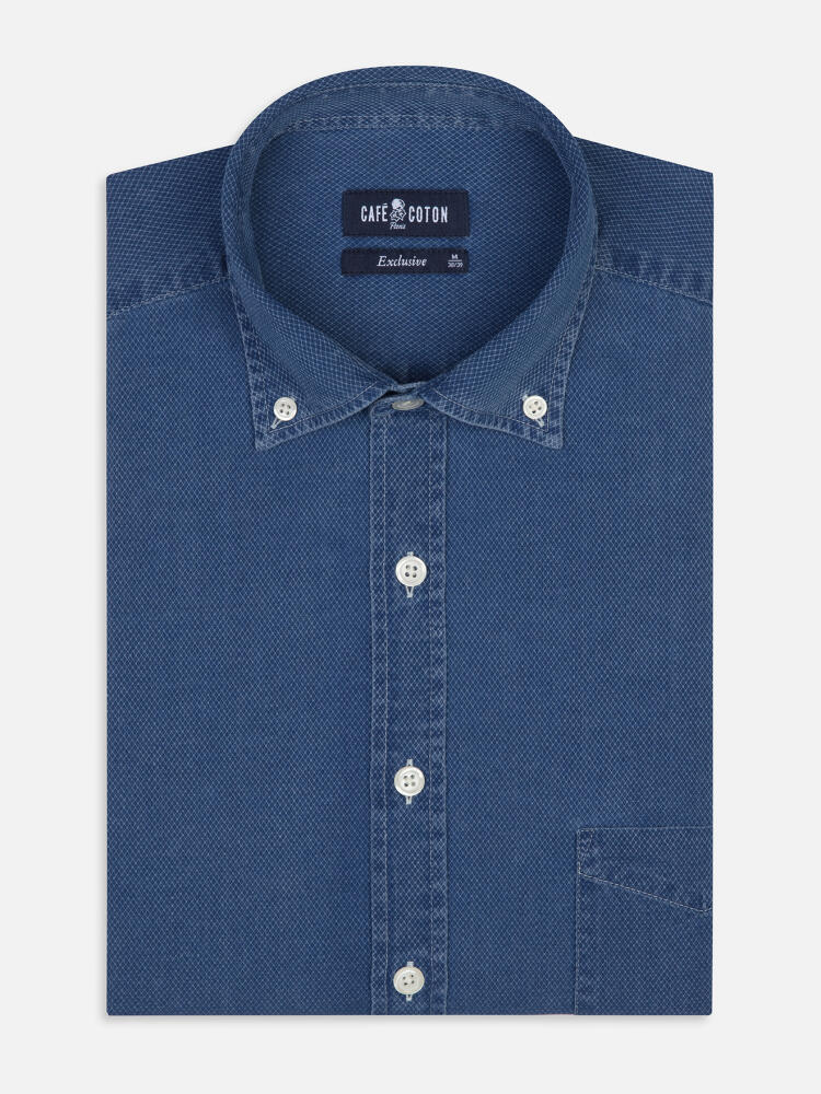 Grab shirt indigo   - Button down collar