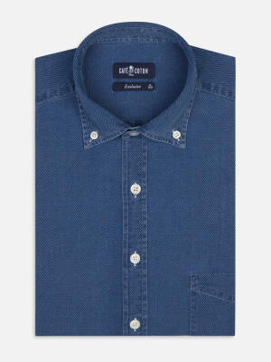 Grab shirt indigo   - Button down collar