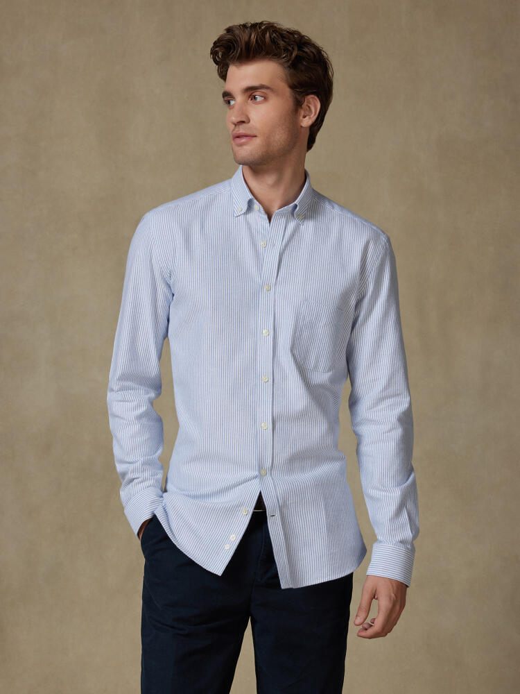 Grab blue brushed oxford shirt - Button-down collar