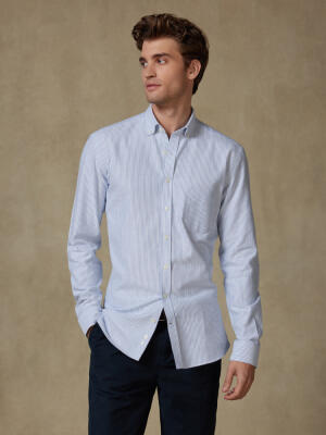 Grab blue brushed oxford shirt - Button-down collar