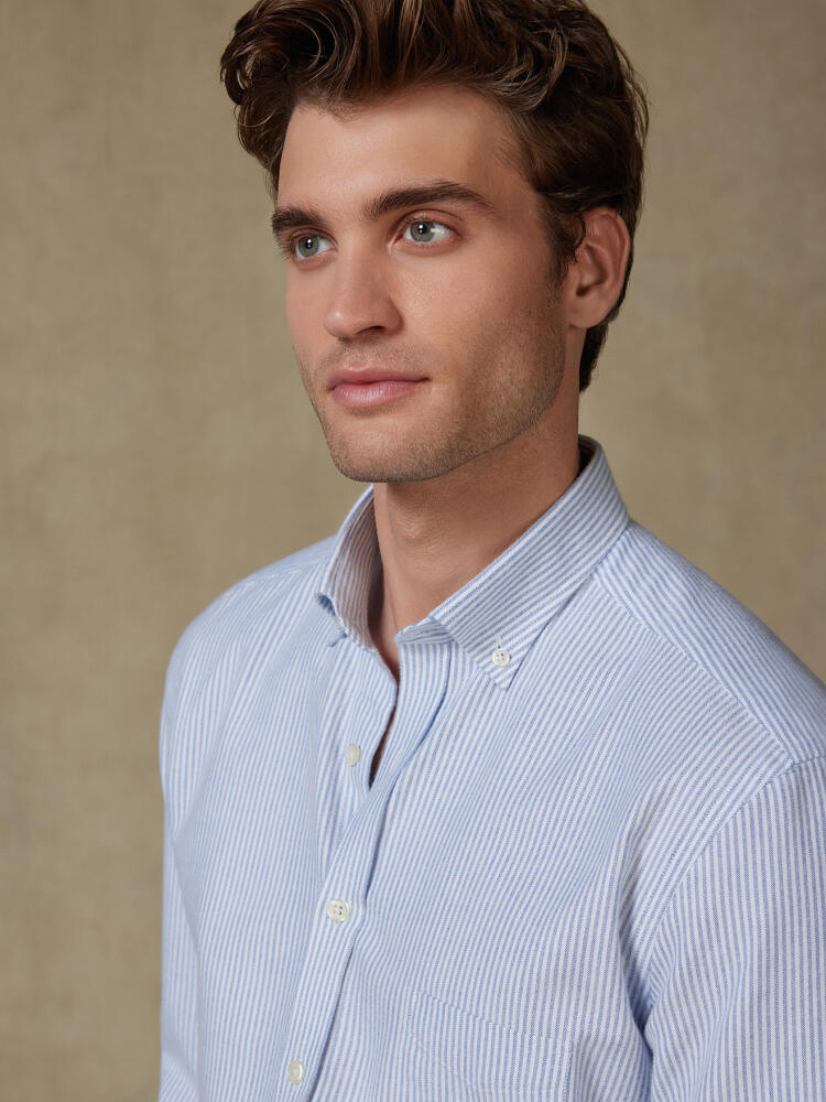 Grab blue brushed oxford shirt - Button-down collar