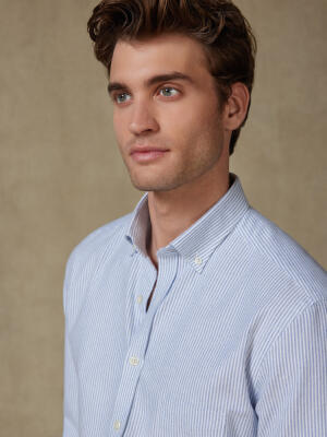 Grab blue brushed oxford shirt - Button-down collar