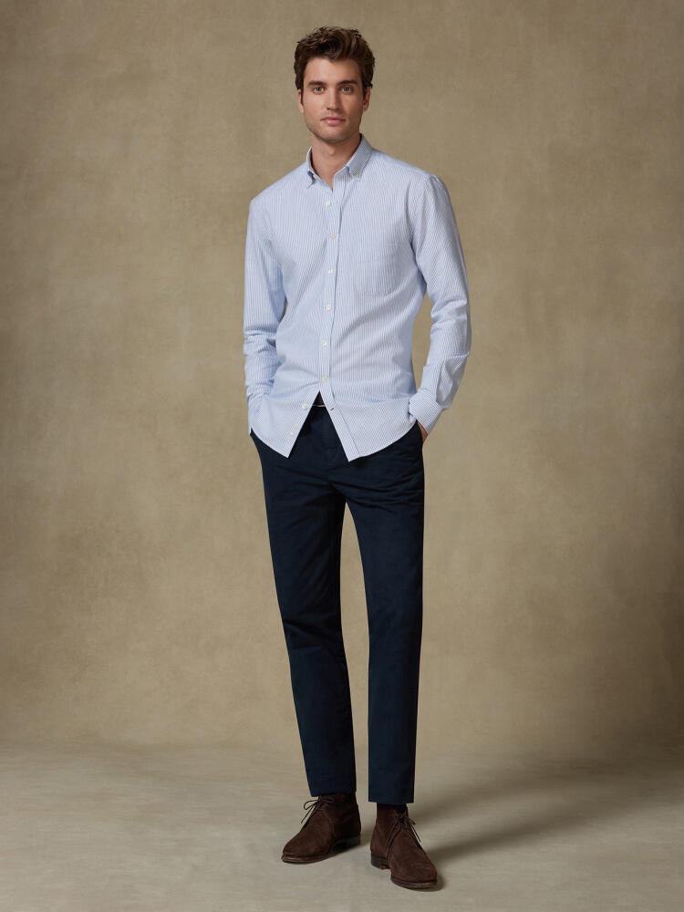 Grab blue brushed oxford shirt - Button-down collar