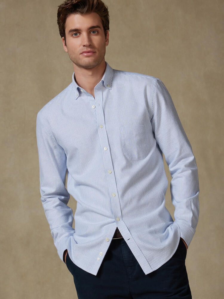 Grab blue brushed oxford shirt - Button-down collar