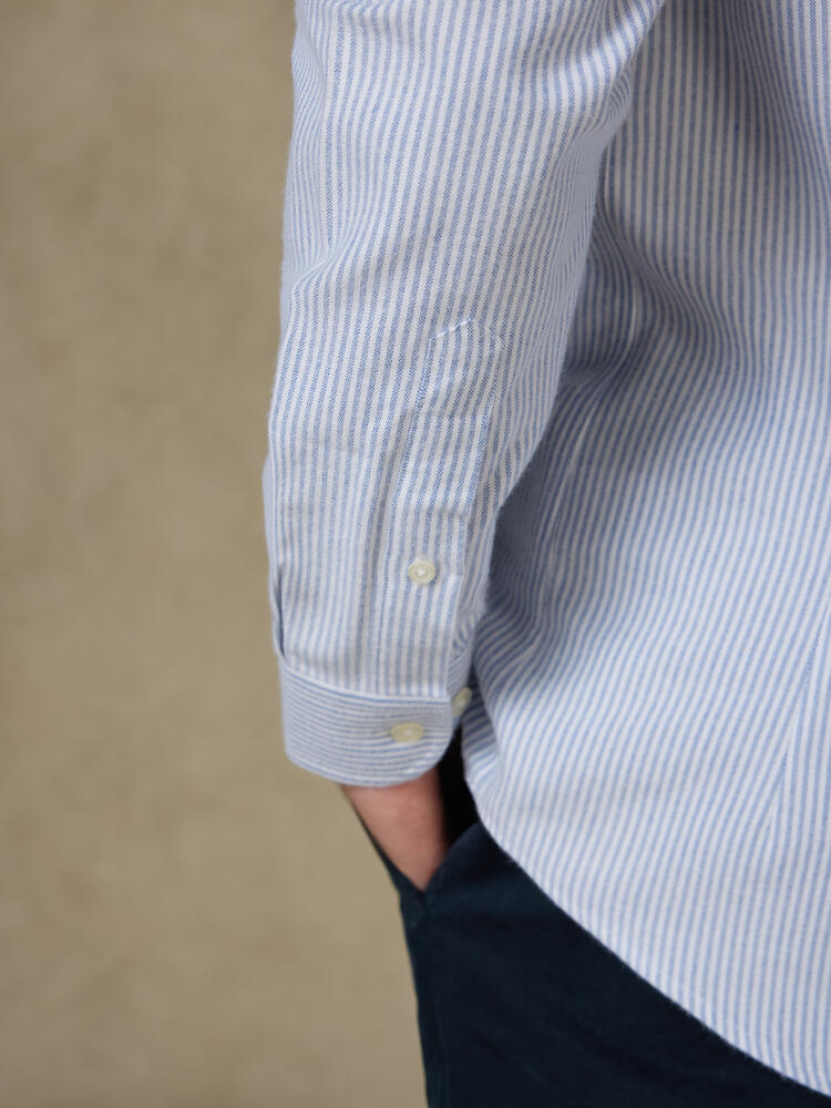 Grab blue brushed oxford shirt - Button-down collar