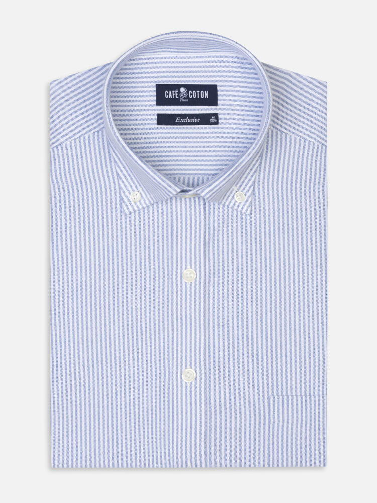 Grab blue brushed oxford shirt - Button-down collar