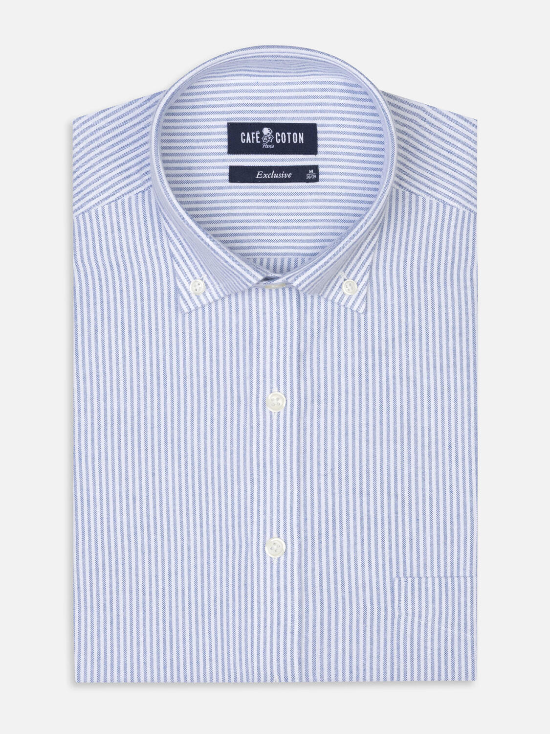 Grab blue brushed oxford shirt - Button-down collar