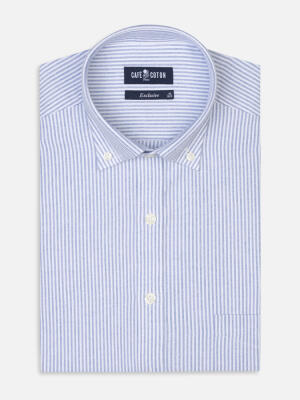 Grab blue brushed oxford shirt - Button-down collar