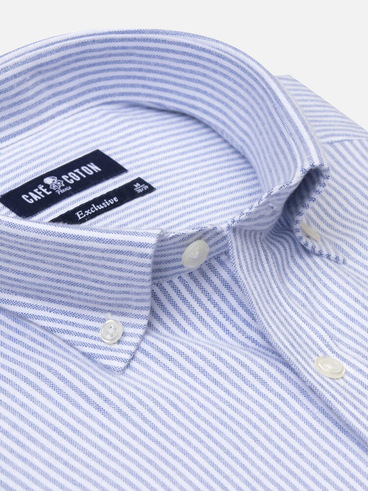 Grab blue brushed oxford shirt - Button-down collar