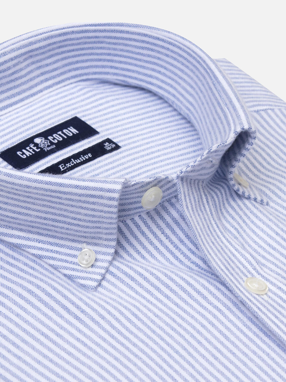 Grab blue brushed oxford shirt - Button-down collar