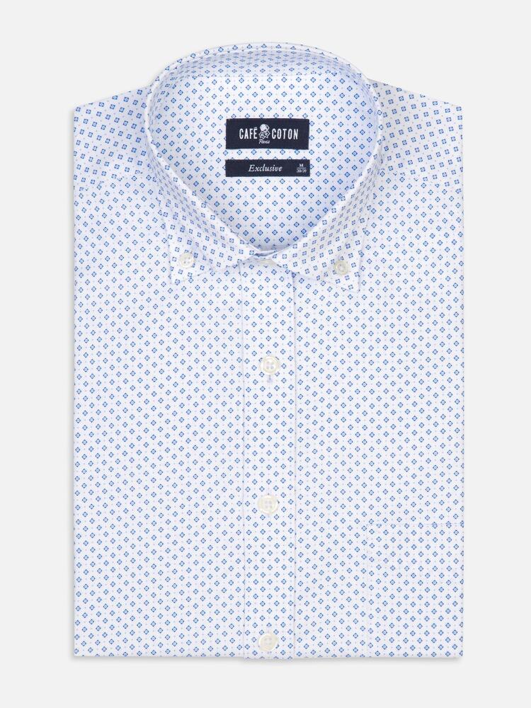 Grant shirt with sky blue print pattern - Button-down collar