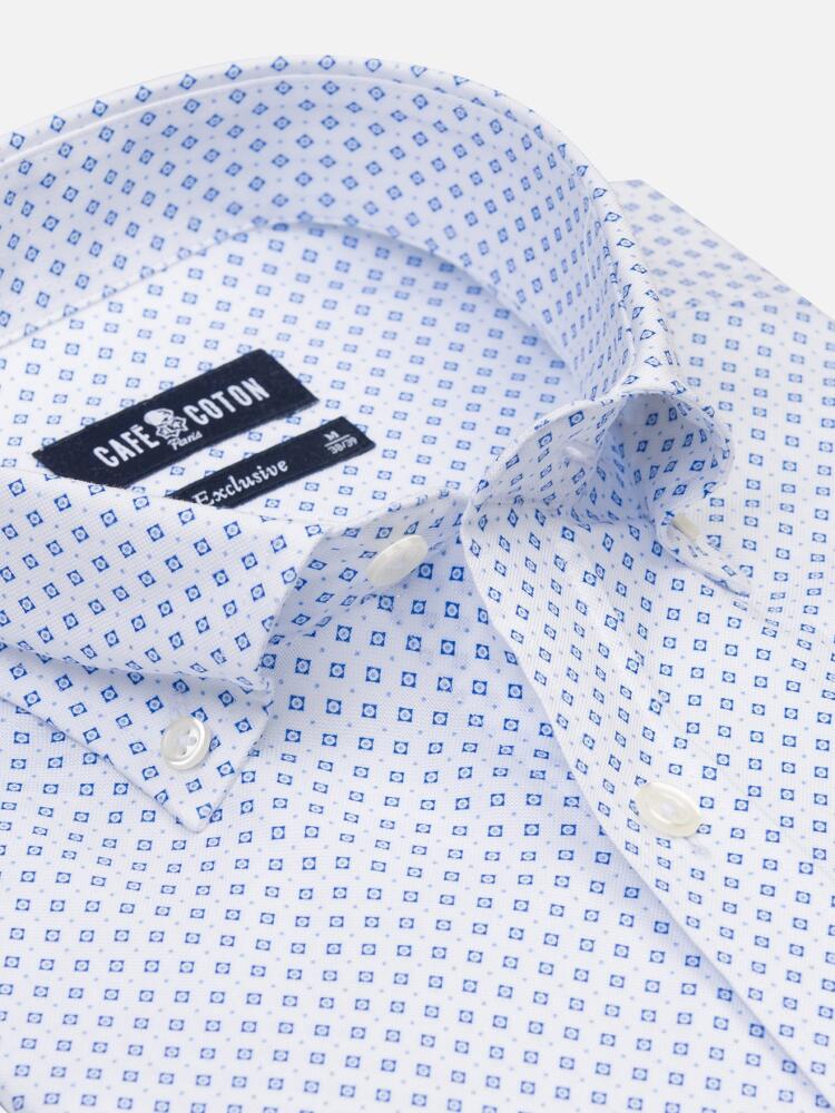 Grant shirt with sky blue print pattern - Button-down collar
