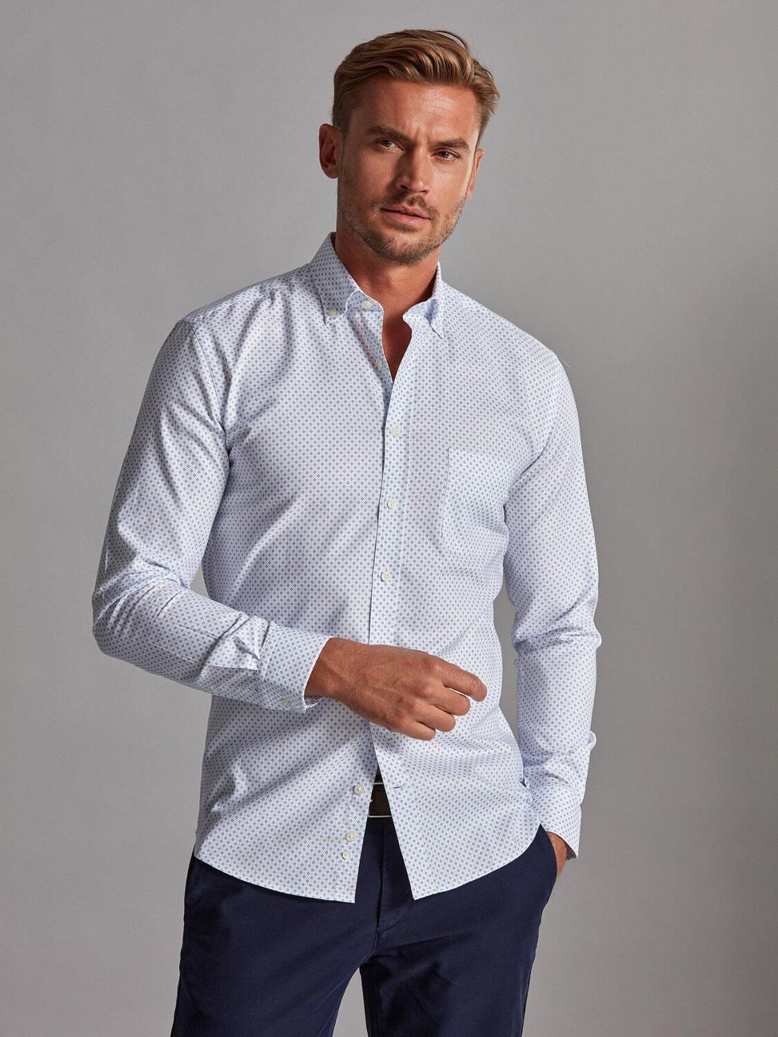 Chemise Grant à motifs imprimés ciel - Col Boutonné