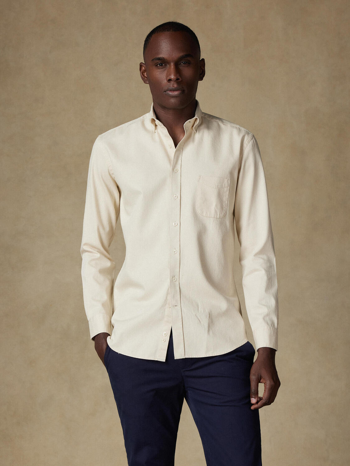 Buton down collar Gustav denim shirt - Off White