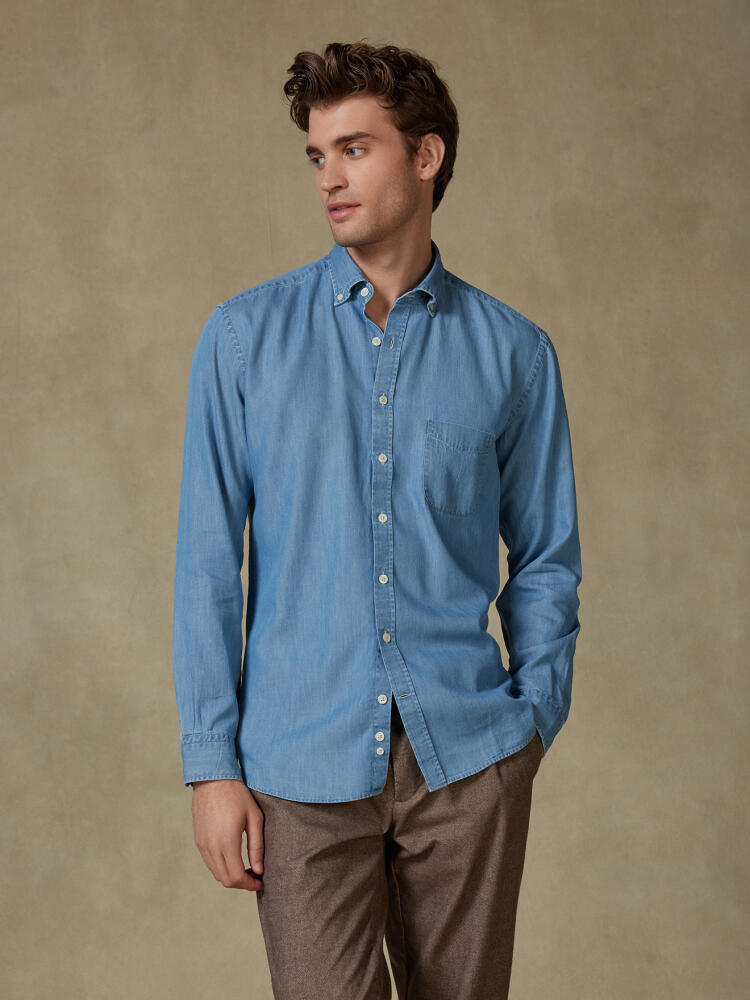 Hemd Haden aus Denim - Button-Down-Kragen