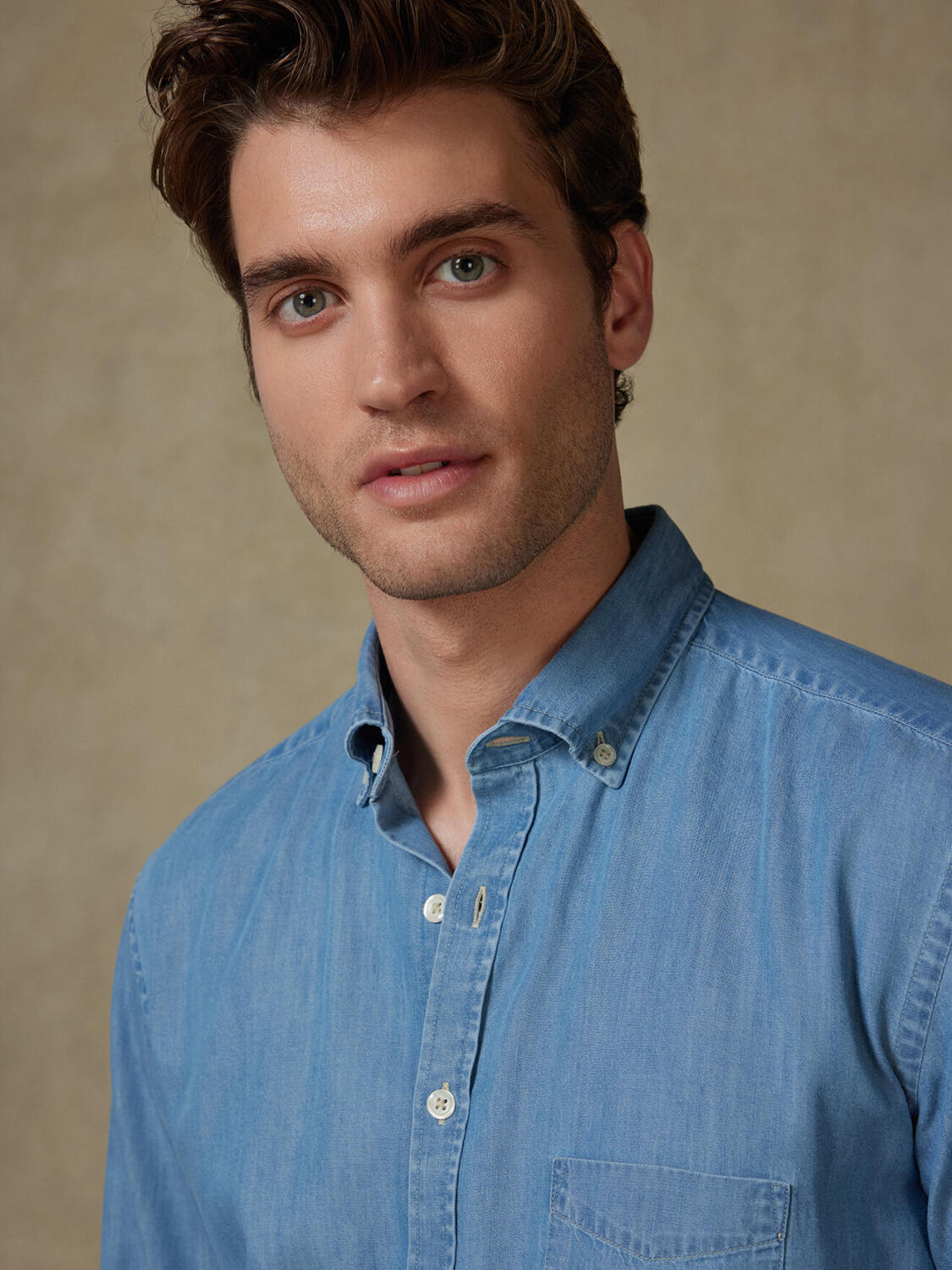 Hemd Haden aus Denim - Button-Down-Kragen