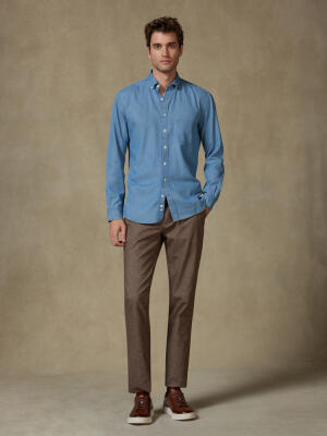 Hemd Haden aus Denim - Button-Down-Kragen