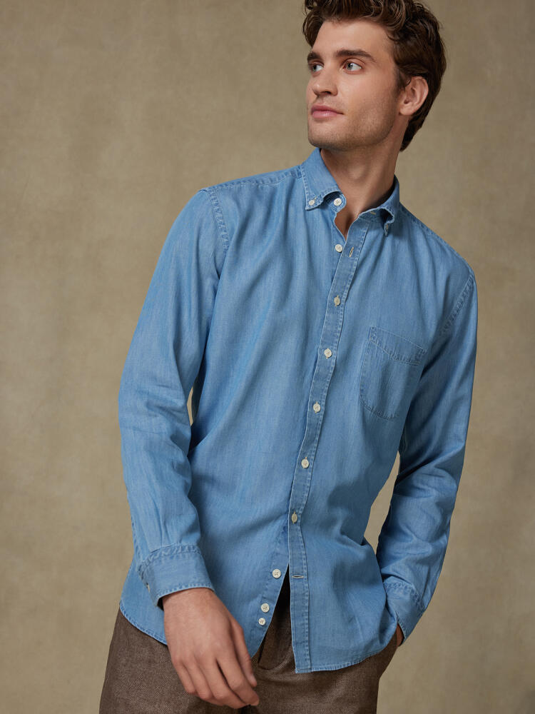 Chemise Haden en denim - Col boutonn&eacute;