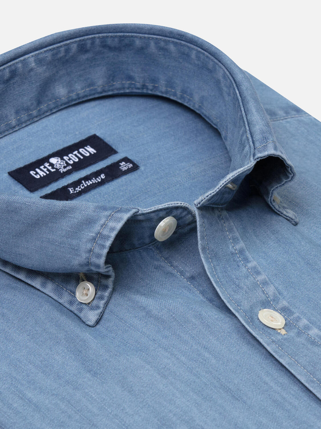 Hemd Haden aus Denim - Button-Down-Kragen