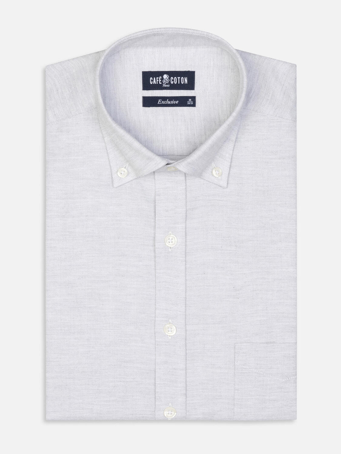 Chemise Hall en flanelle grise - Col Boutonné