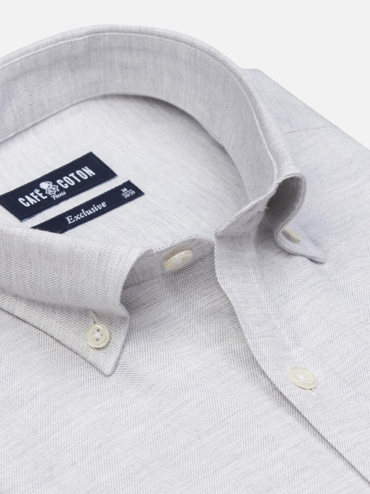 Camisa Hall franela gris - Cuello Abotonado