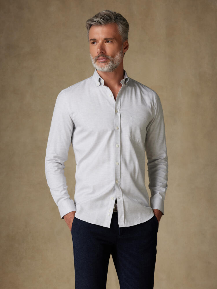 Camisa Hall franela gris - Cuello Abotonado