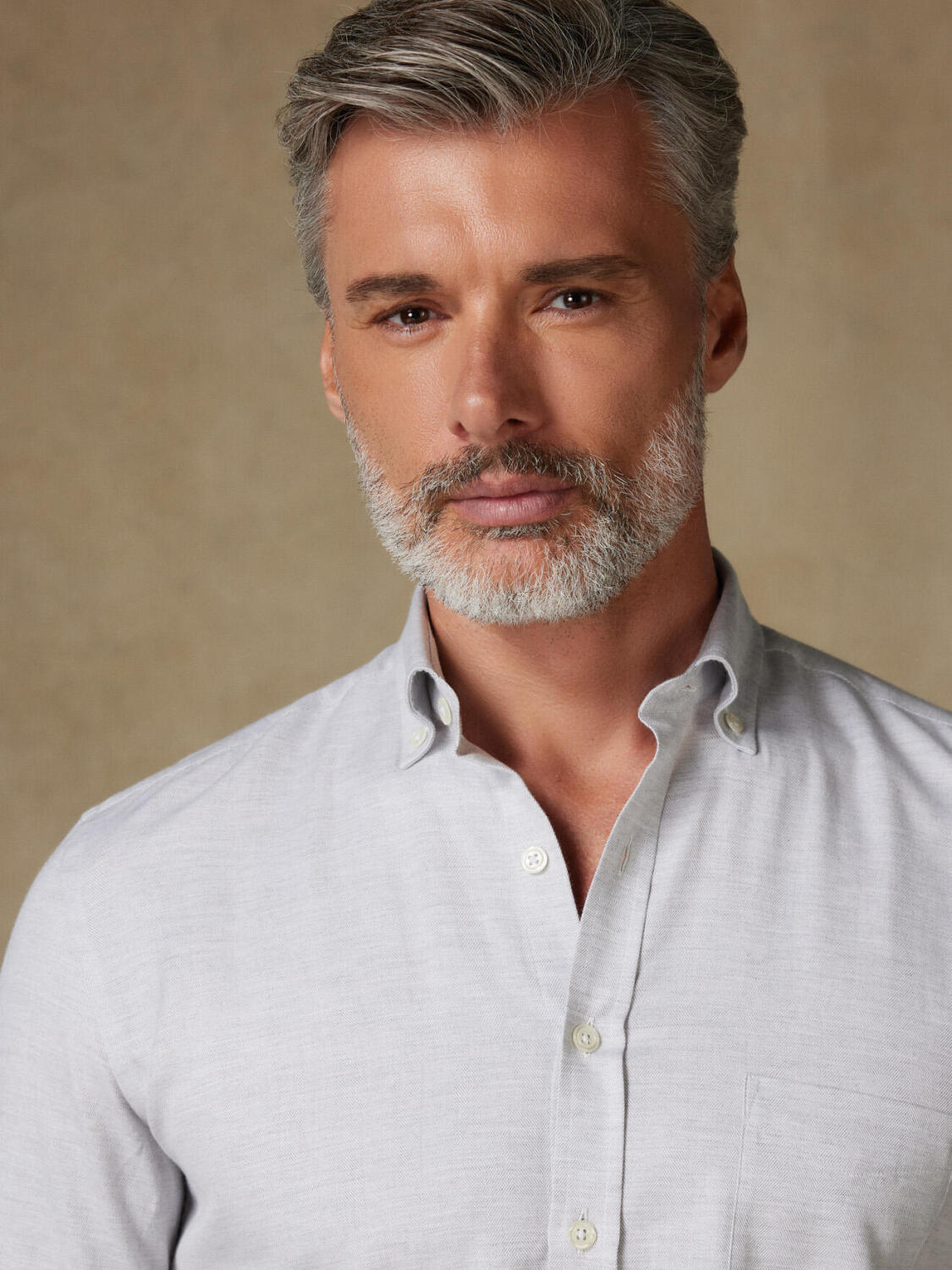 Chemise Hall en flanelle grise - Col Boutonné