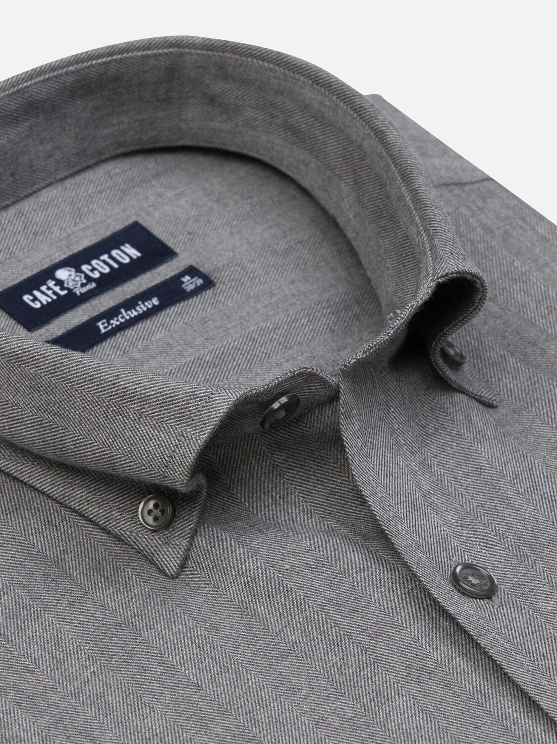 Chemise Hall en flanelle anthracite - Col Boutonné