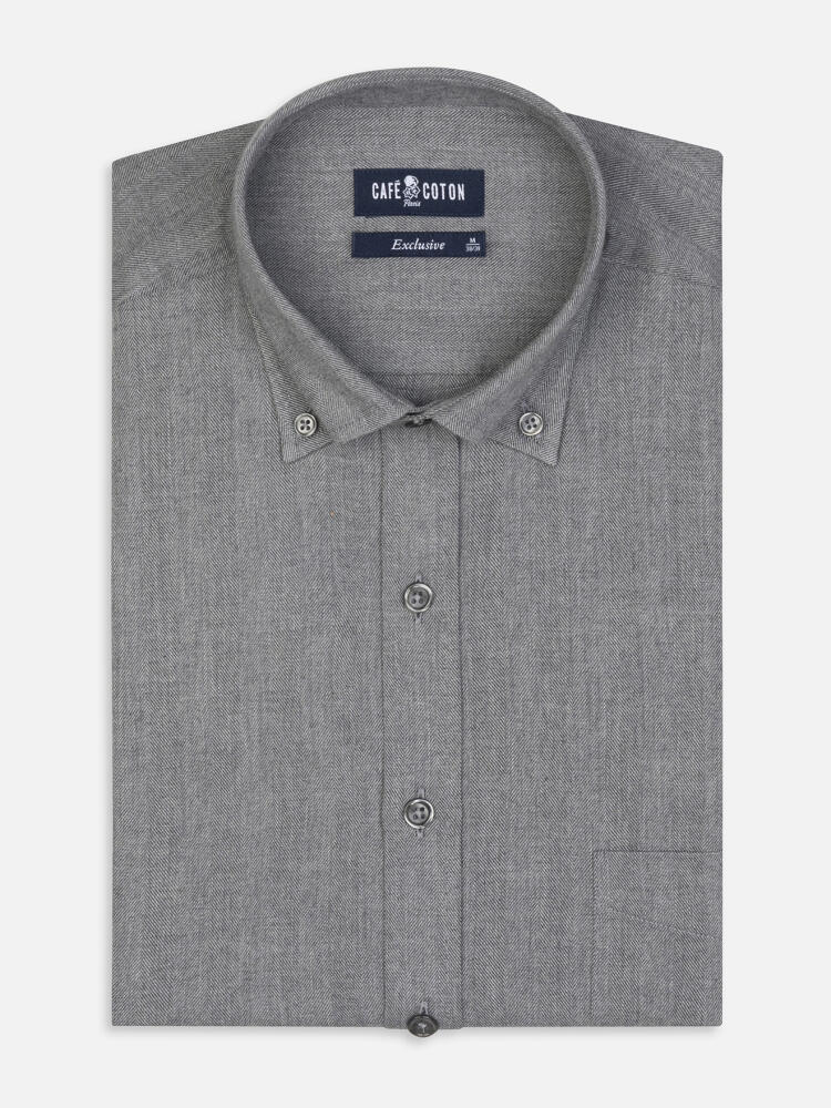 Chemise Hall en flanelle anthracite - Col Boutonné