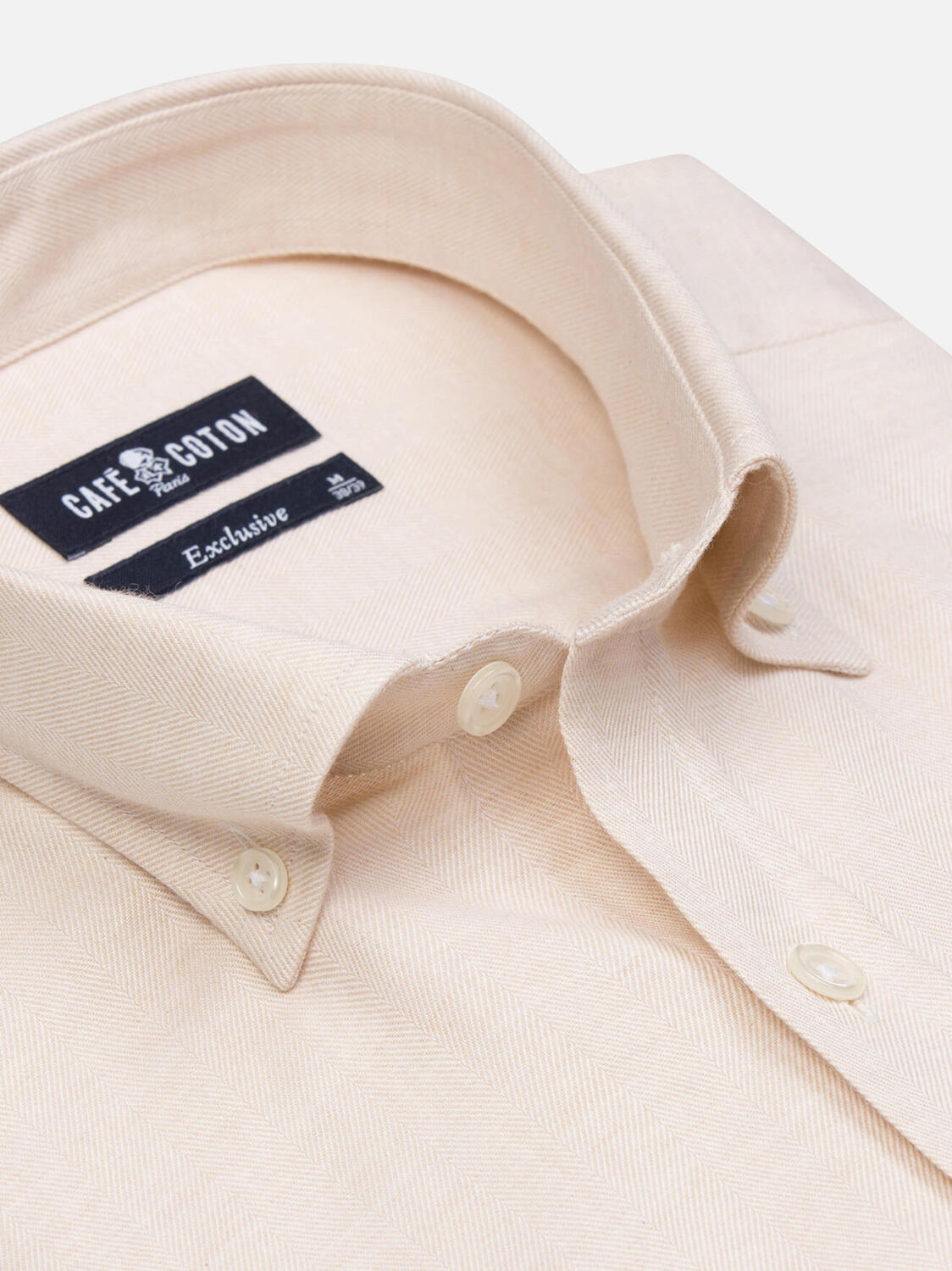 Chemise Hall en flanelle sable - Col Boutonné