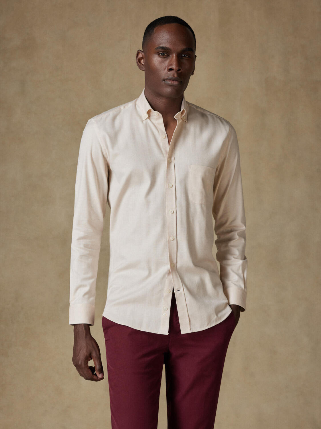 Chemise Hall en flanelle sable - Col Boutonné