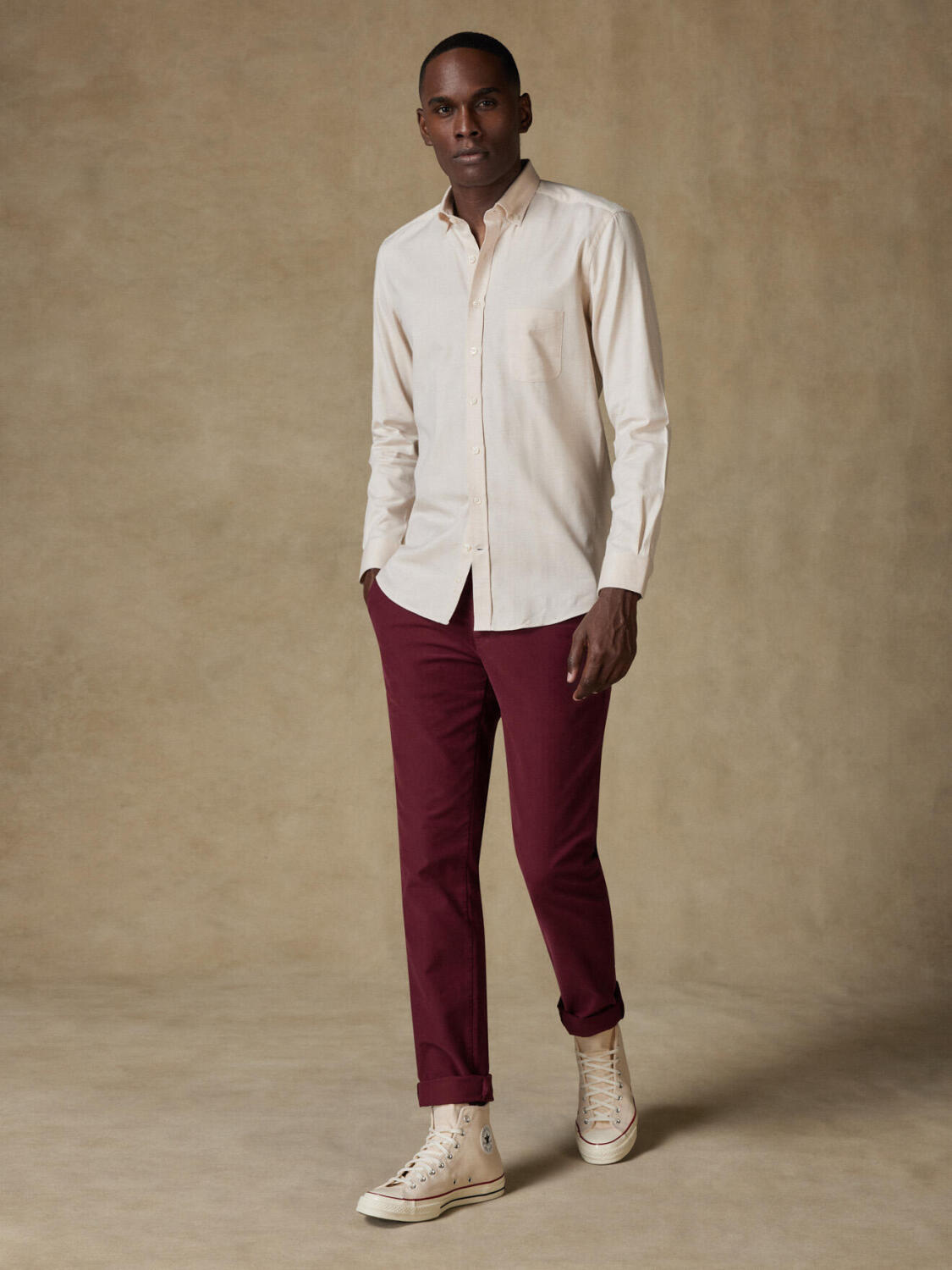 Chemise Hall en flanelle sable - Col Boutonné