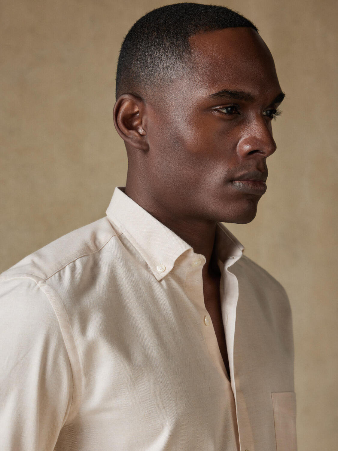 Chemise Hall en flanelle sable - Col Boutonné