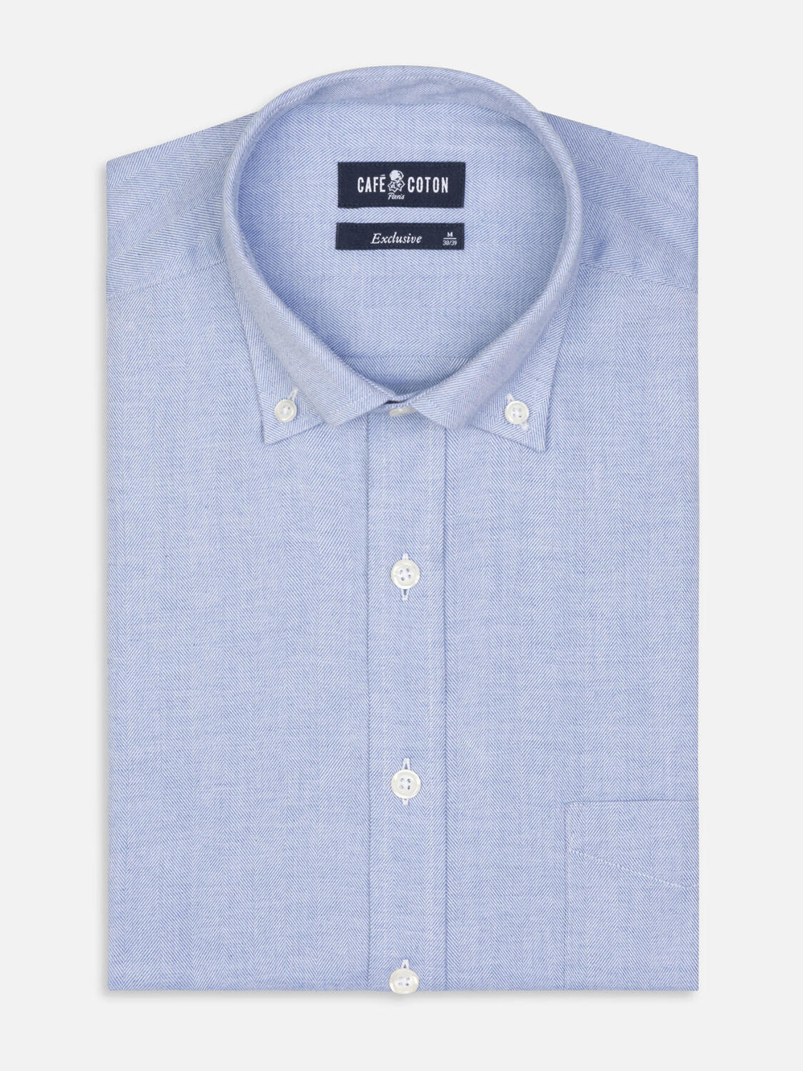 Hall hemels flanellen hemd - Button-down kraag