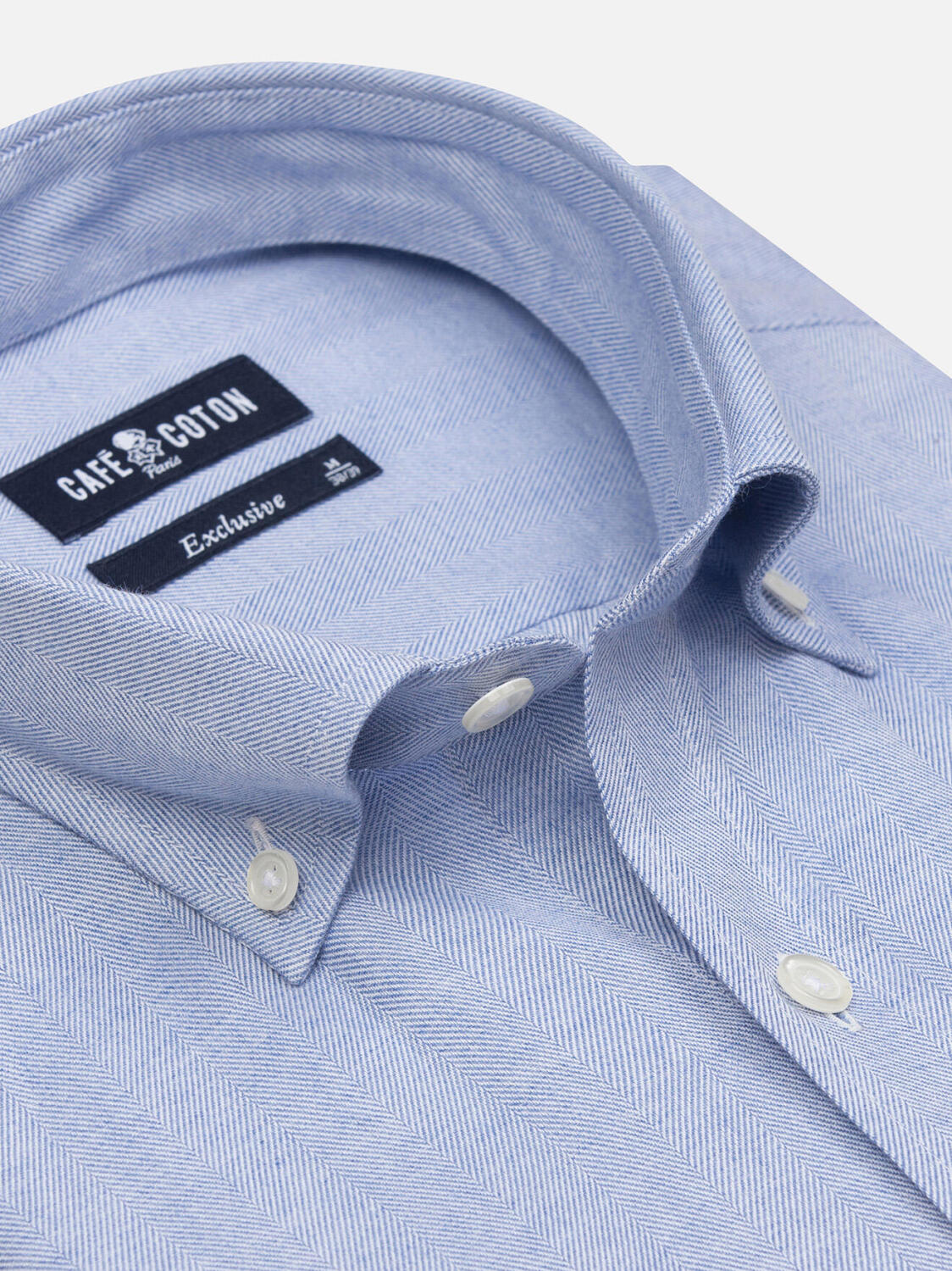 Hall hemels flanellen hemd - Button-down kraag