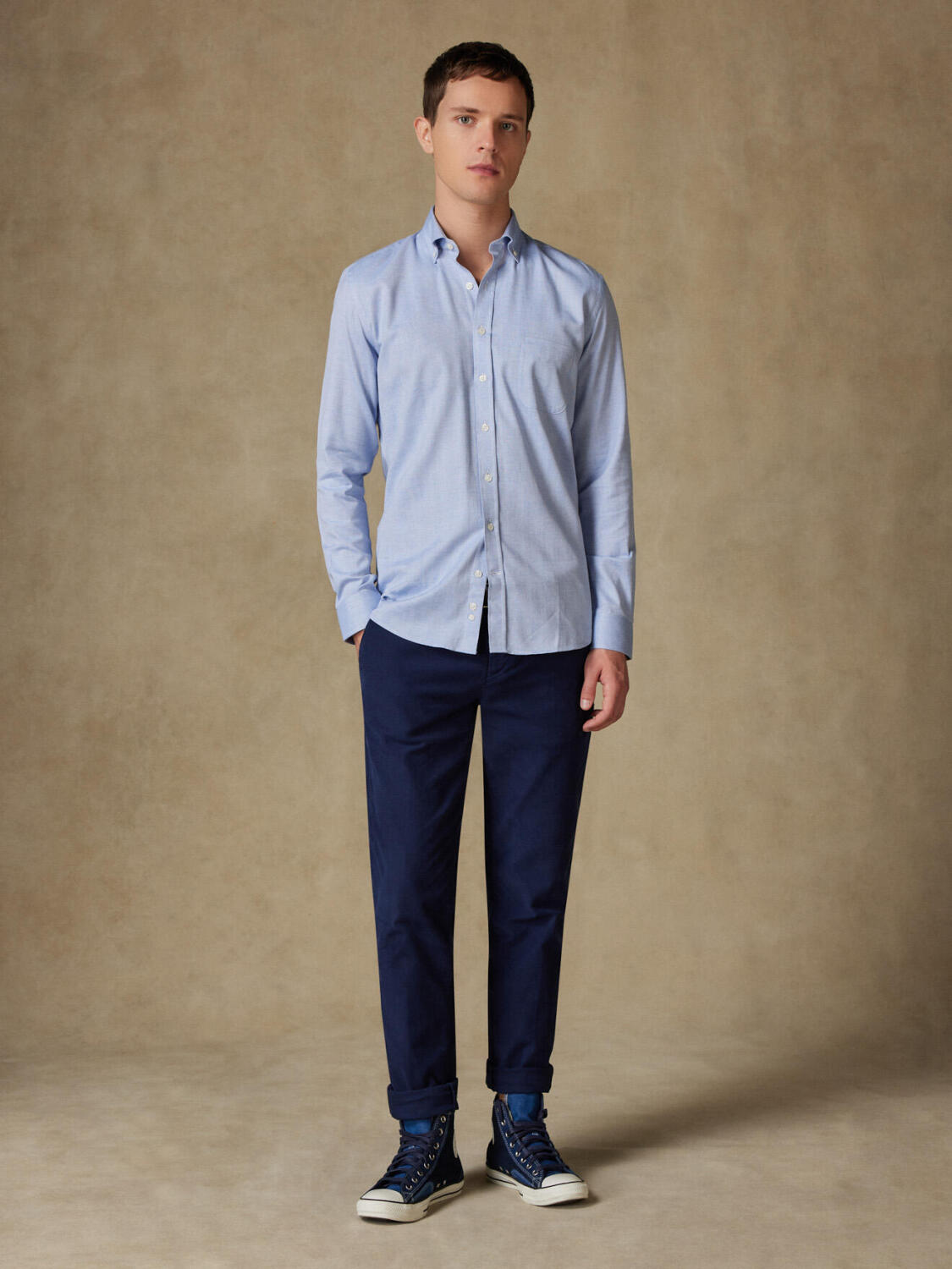 Hall hemels flanellen hemd - Button-down kraag