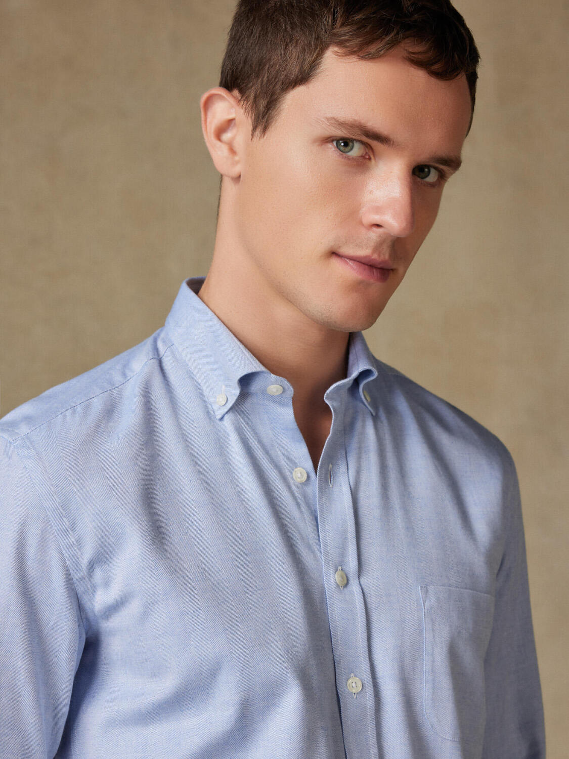 Hall hemels flanellen hemd - Button-down kraag