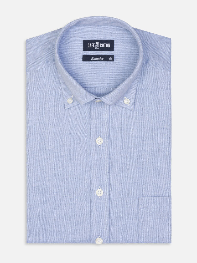 Chemise Hall en flanelle ciel - Col Boutonné